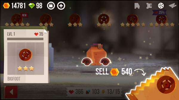 crash arena turbo stars how to sell parts